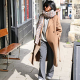 Checked Tweed Natural Colour Winter Blanket Scarf