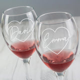 Personalised Love Hearts Wine Glass Set