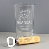 Personalised 'World's Best' Pint Glass & Bottle Opener