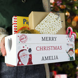Personalised Small Christmas Eve White Wooden Crate