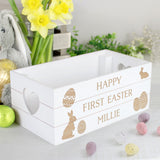 Personalised Small Easter Bunny White Wooden Crate